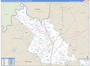 Elizabethtown-Fort Knox Metro Area Wall Map Basic Style